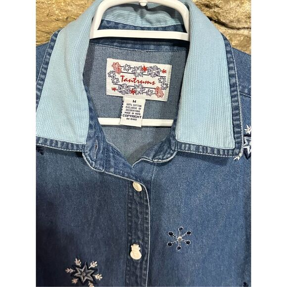 Women’s Vintage 90s Tantrums Denim Jean Jacket Snowman Winter Holiday Size Mediu - Picture 5 of 6